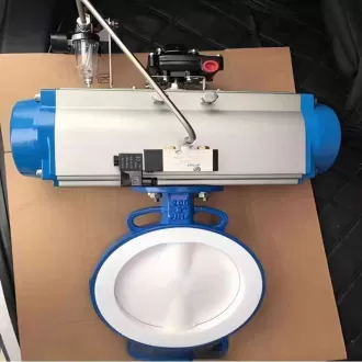 Pneumatic fluorine lined butterfly valve