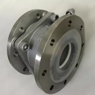 Fluorine lined discharge ball valve