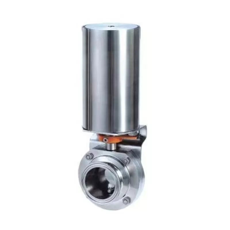 Sanitary vertical pneumatic powder butterfly valve，Sanitary pneumatic butterfly valve，Butterfly valve