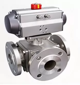 Q644(5)F Pneumatic Flanged Three-way Ball Valve, Flanged Three-way Ball Valve,Three-way Ball Valve
